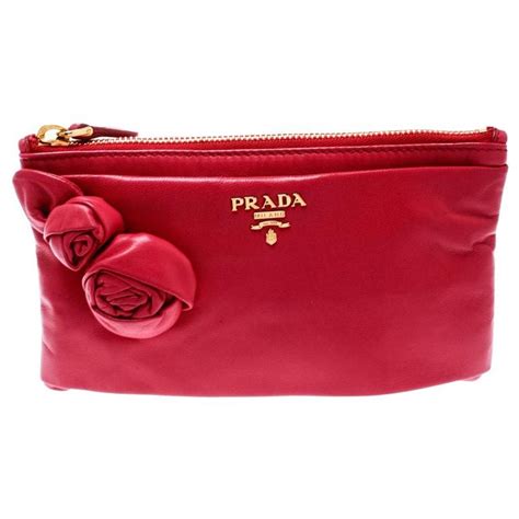 prada clutch pink with flowers